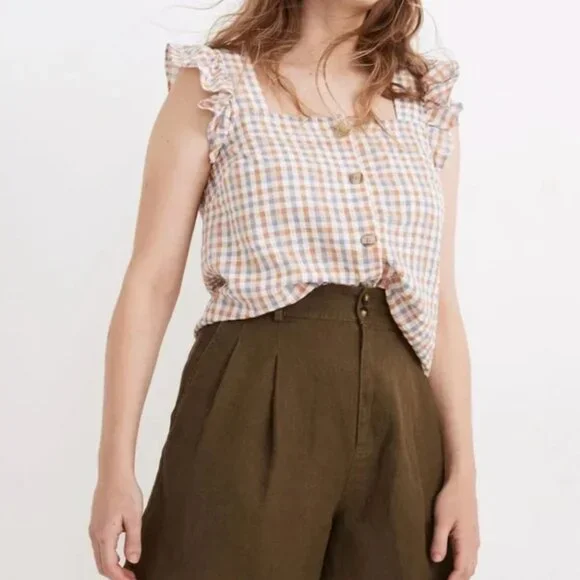 Madewell Gingham Ruffle Sleeve Top - Picture 4 of 4